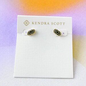 Kendra Scott Grayson Gold Black Spinel Crystal Stud Earrings New